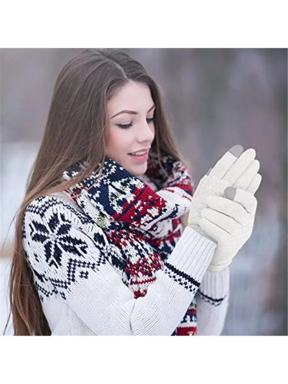Womens Touchscreen Gloves Winter Knit Warm Stretch Texting Gloves Set
